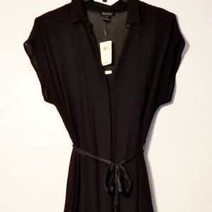 LUCKY Blk Semi-Sheer Dress W. Dark Navy Slip Sz M